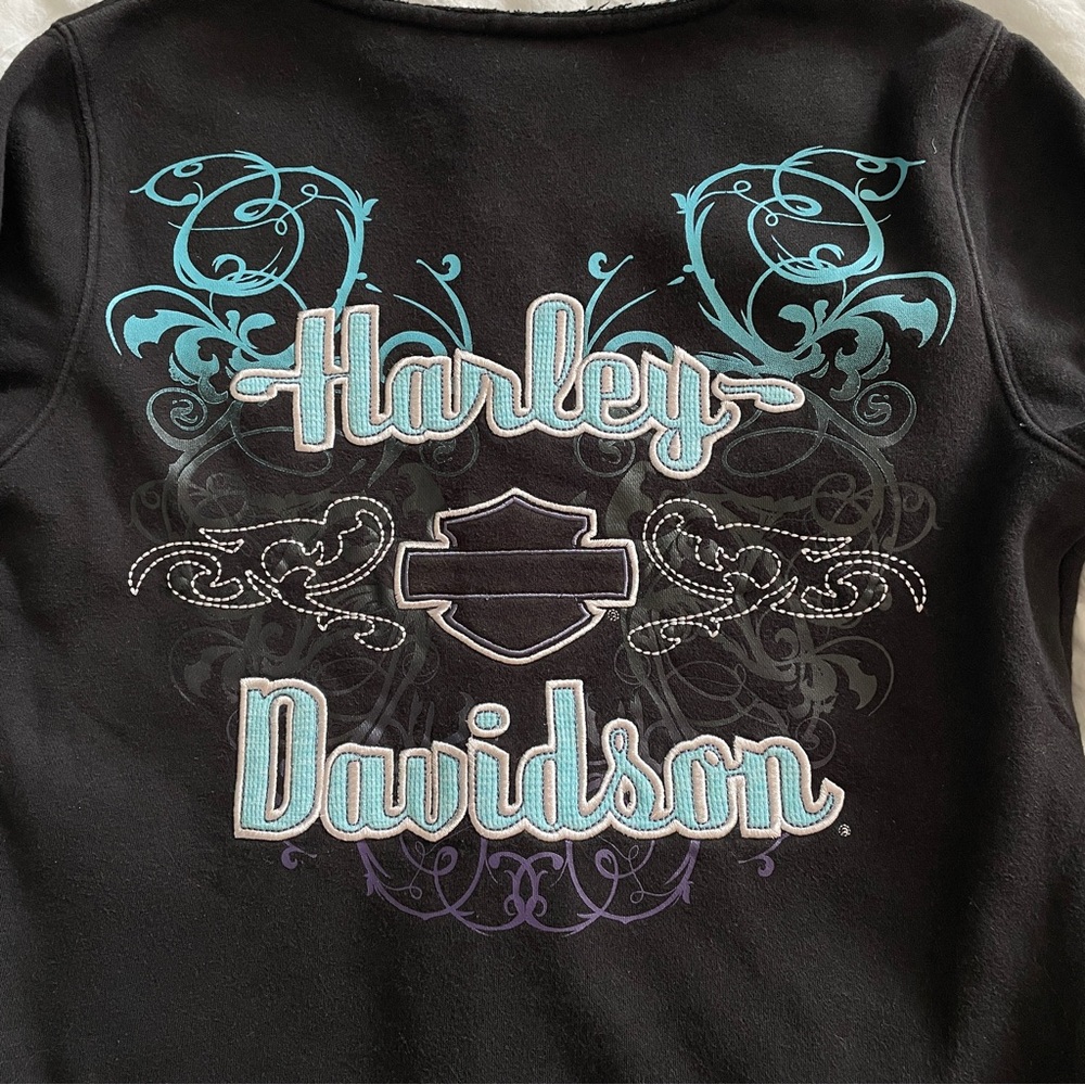 Harley Davidson Motorcycles Zip-Up embroidered hoodie-type jacket smaller size - Picture 12 of 15
